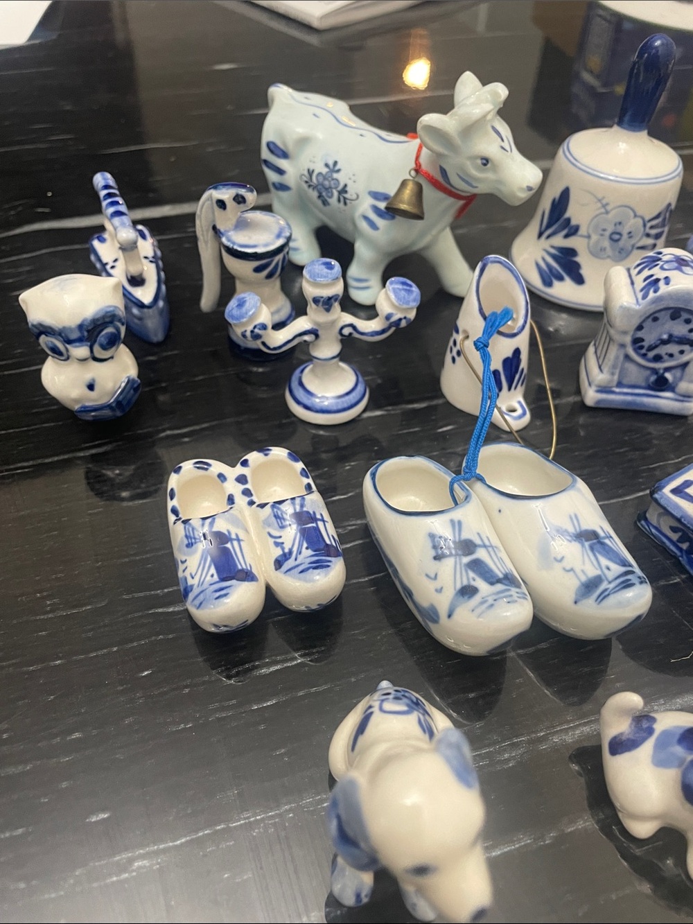 Hand-Painted Blue and White Delft-Style Ceramic Mini Shoes Accent